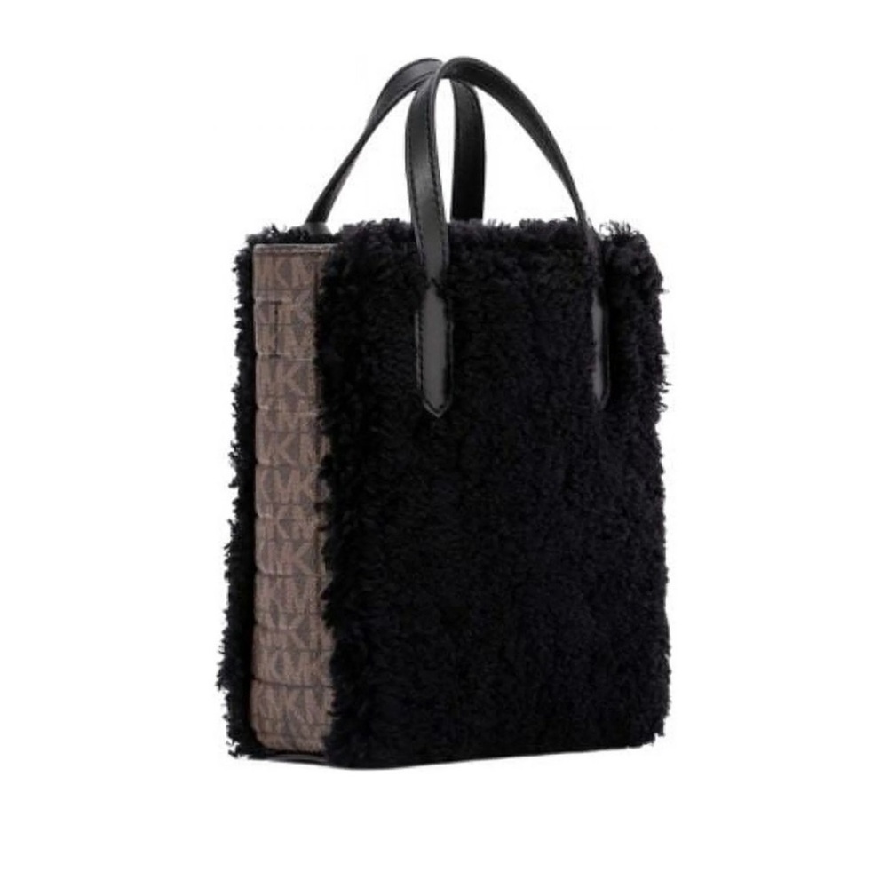 Michael Kors Sinclair Extra-Small Fur Trim Crossbody Bag BROWN/BLK